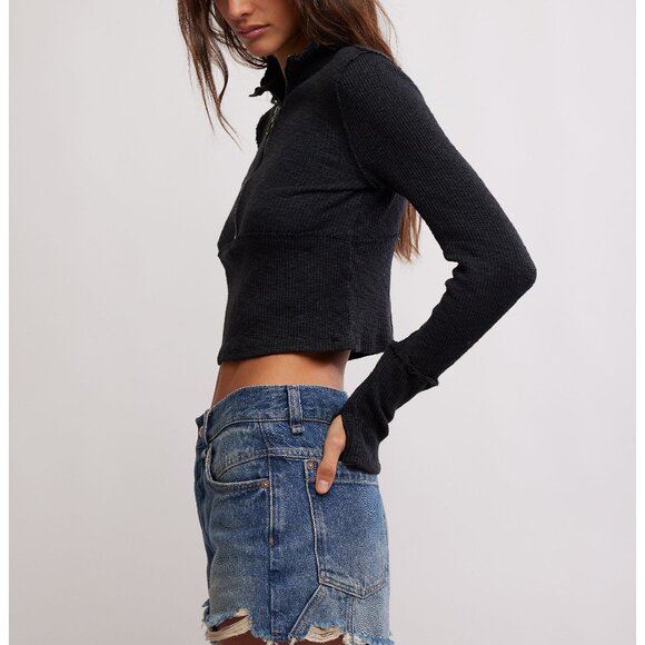 FREE PEOPLE We The Free Midnight Half Zip / Black - Picture 6 of 10